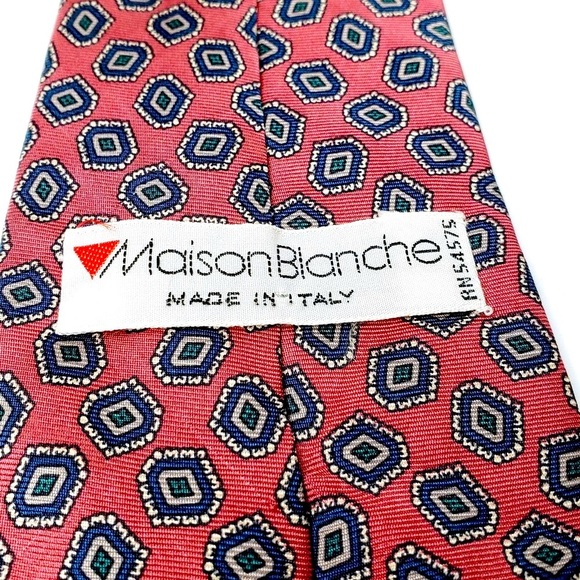Maison Blanche Italian Diamond Pattern Silk Tie - Picture 7 of 8